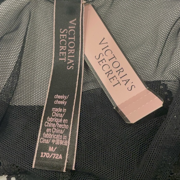 NEW WITH TAGS VICTORIA’S SECRET SIZE M CHEEKY METALLIC SILVER LACE PANTY - Picture 3 of 3